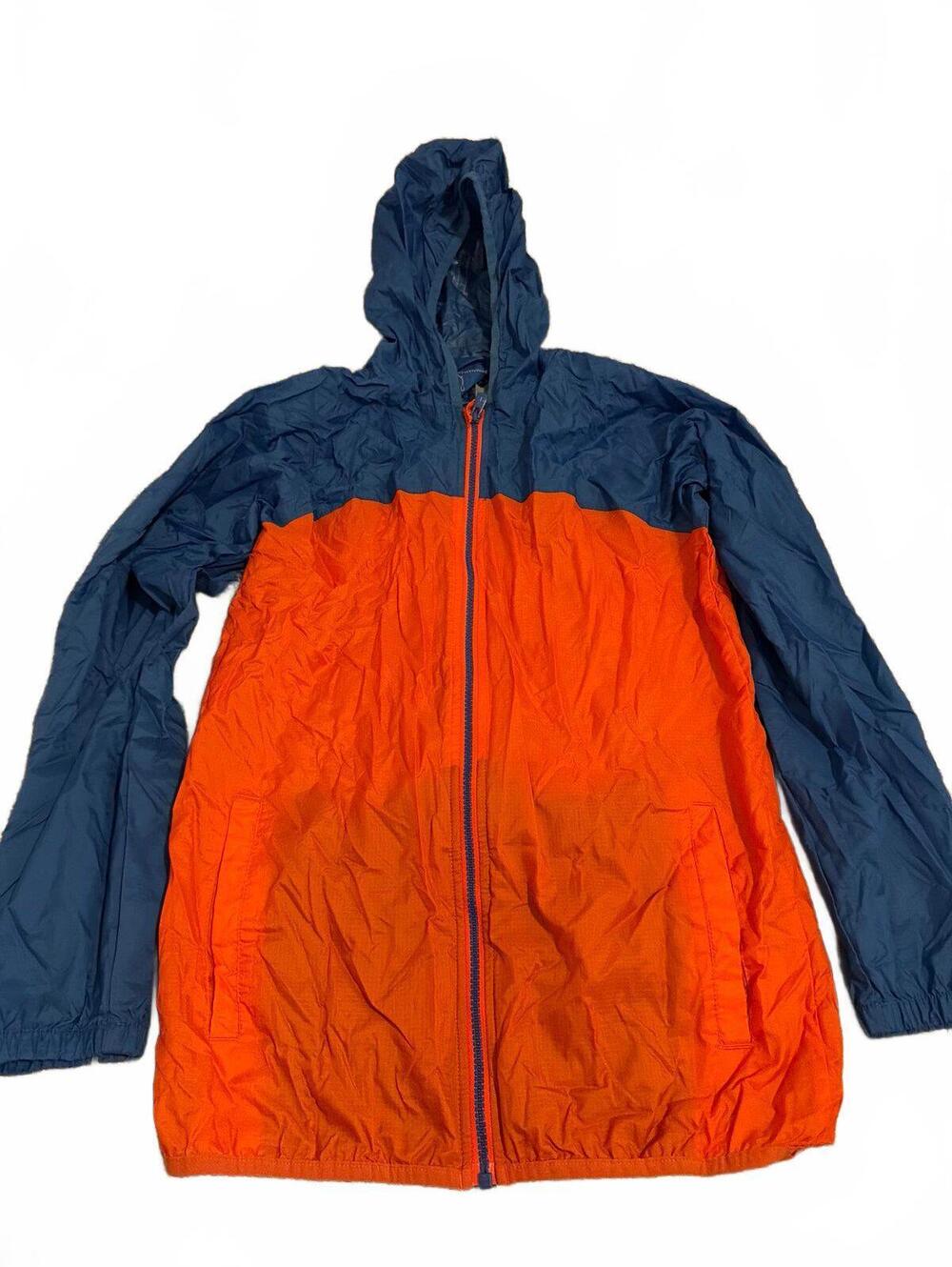 Lands' End Kids Windbreaker Jacket Blue Orange Size L (14-16)
